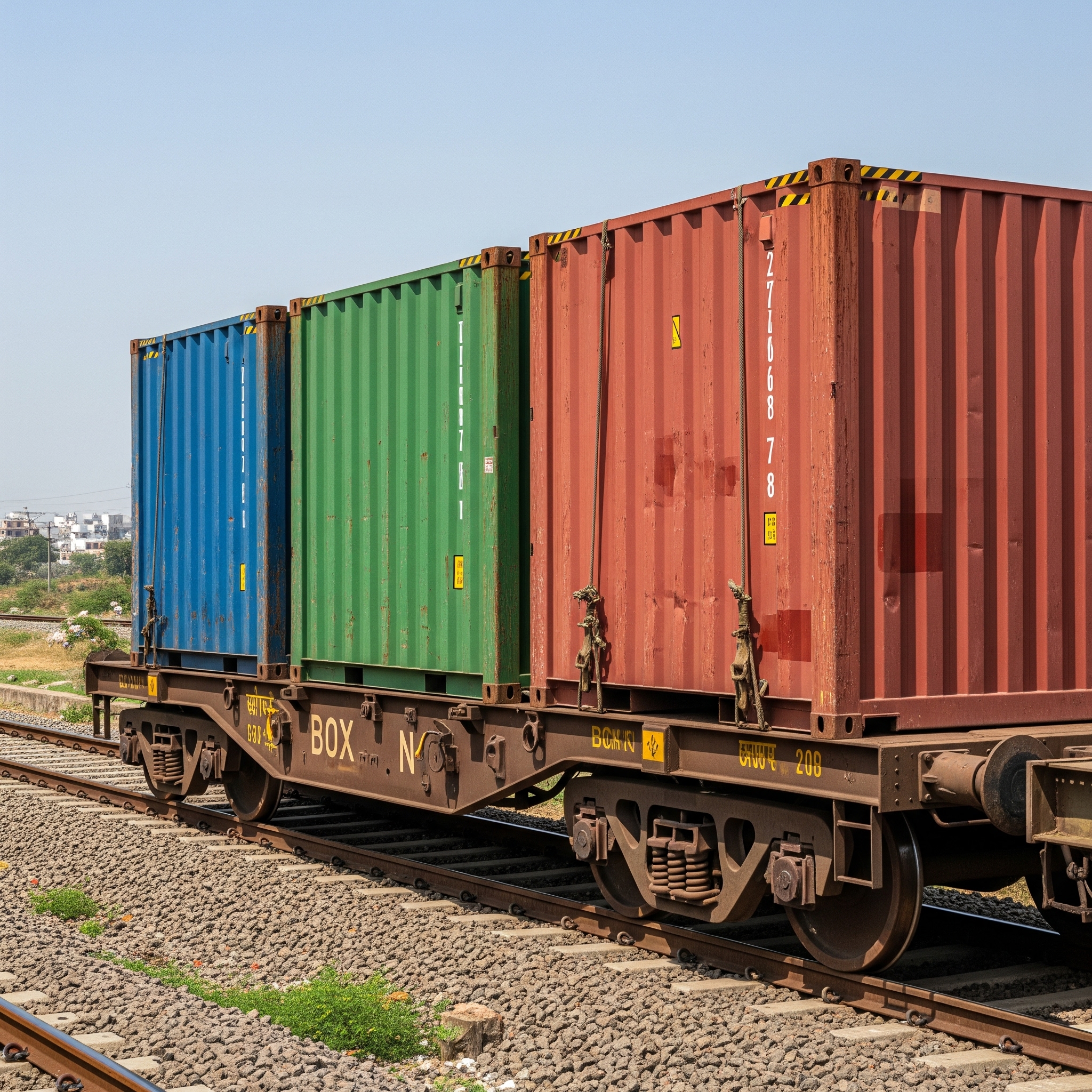 Integrated system of  10 foot containers with a 20 tonne payload  on modified Box N wagon
